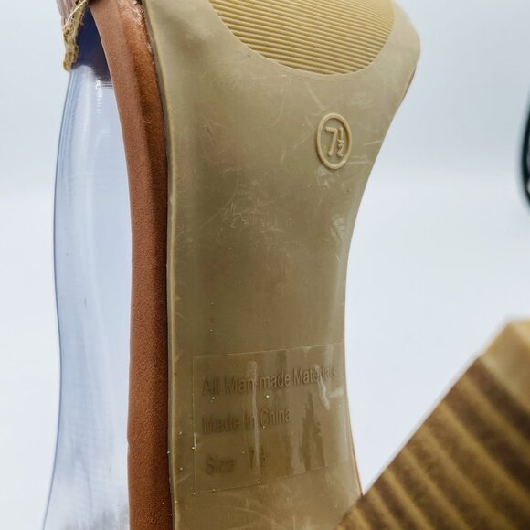 Wild Diva Shoes Womens Size 7.5 Brown Woven Braid Block Heels Sandals Ankle - Picture 11 of 12